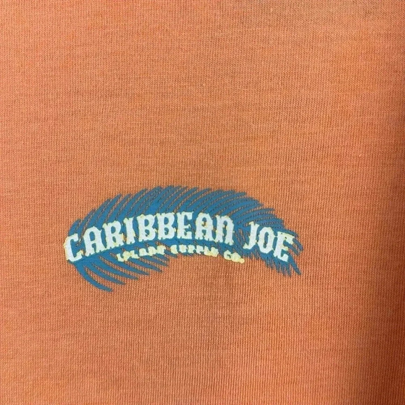 CARIBBEAN JOE TEE SHIRT SHORT SLEEVES NWOT CORAL COLORED WITH ISLAND GRAPHIC SZL - Picture 4 of 5